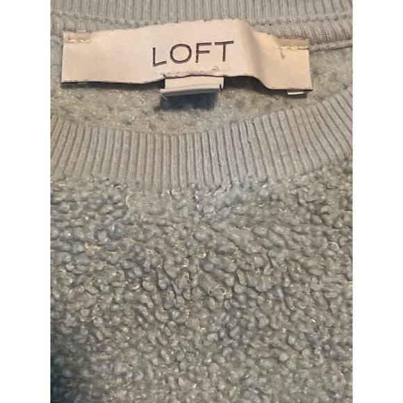 Ann Taylor Loft Faux Sherpa Pullover Crewneck Sweatshirt Sky Blue Womens SMALL‎ - Picture 2 of 8